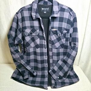 Matix Men's XL Gray/Black Plaid Sherpa Lined Button Front Shacket Jacket